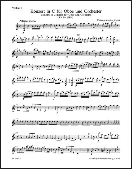 Mozart: Oboe Concerto in C Major, K. 314 (285d)