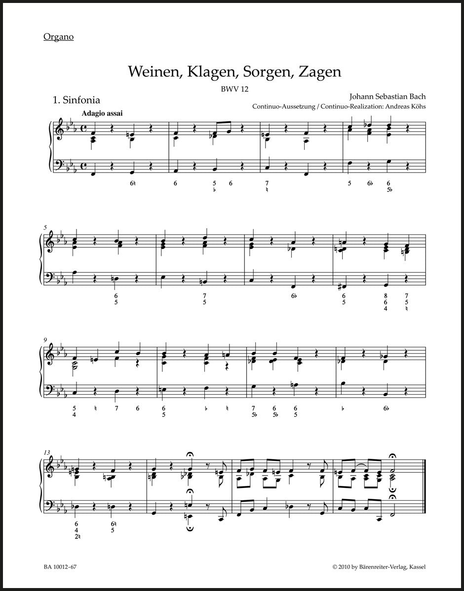 Bach: Weinen, Klagen, Sorgen, Zagen, BWV 12
