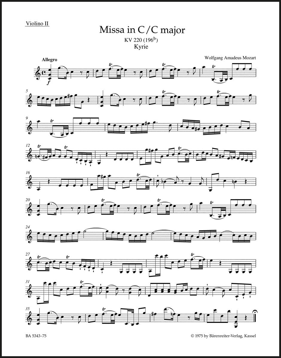 Mozart: Missa in C Major, K. 220 (196b)