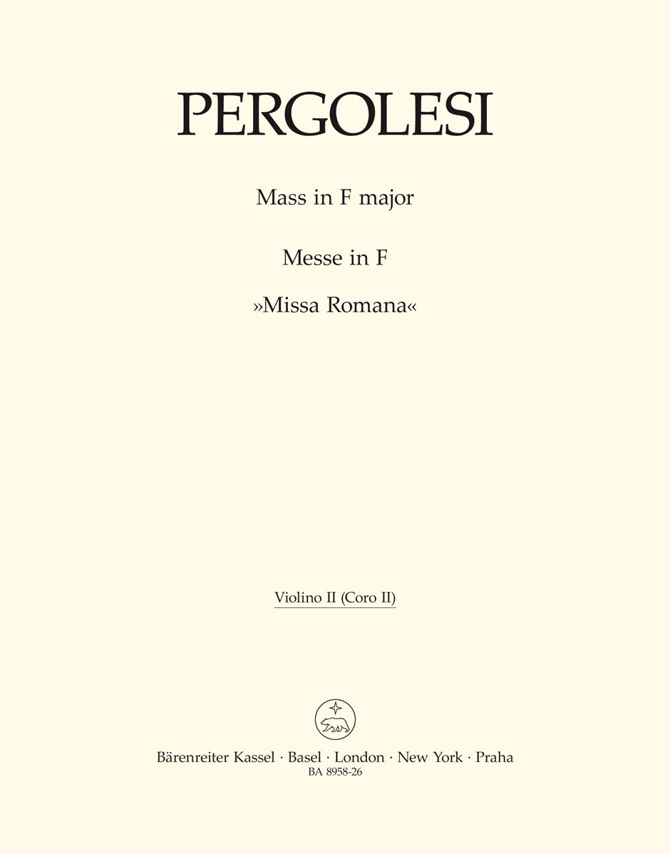 Pergolesi: Mass in F Major ("Missa Romana")