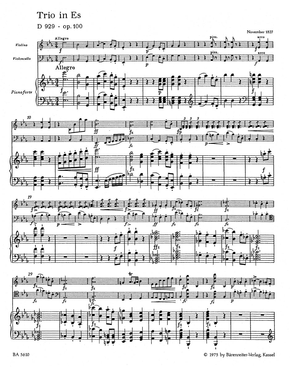 Schubert: Piano Trio in E-flat Major, Op. 100, D 929