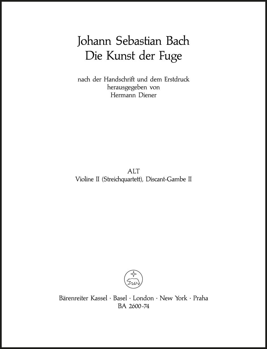 Bach: The Art of Fugue, BWV 1080 - string quartet version