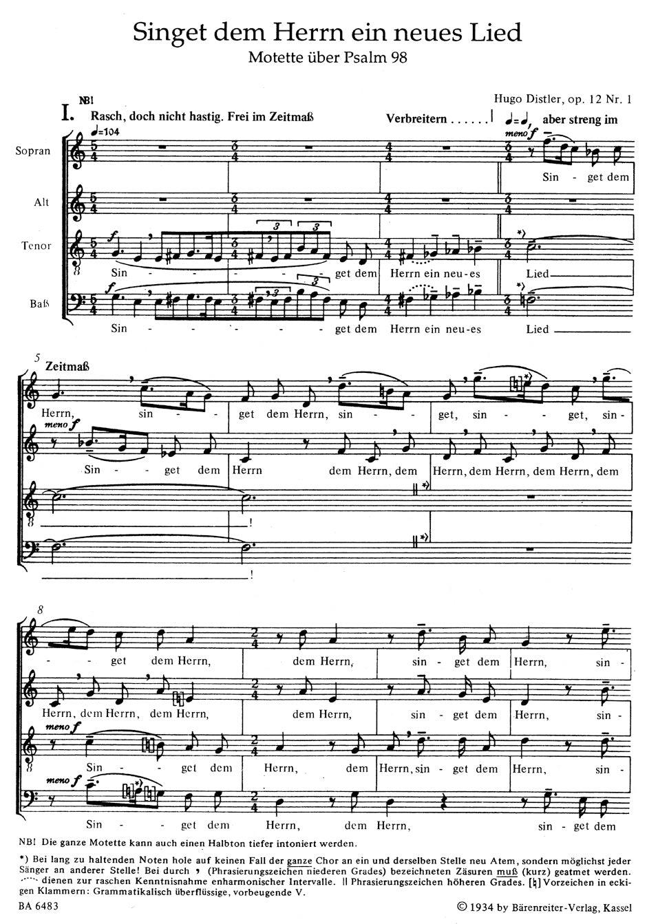 Distler: Geistliche Chormusik, Op. 12