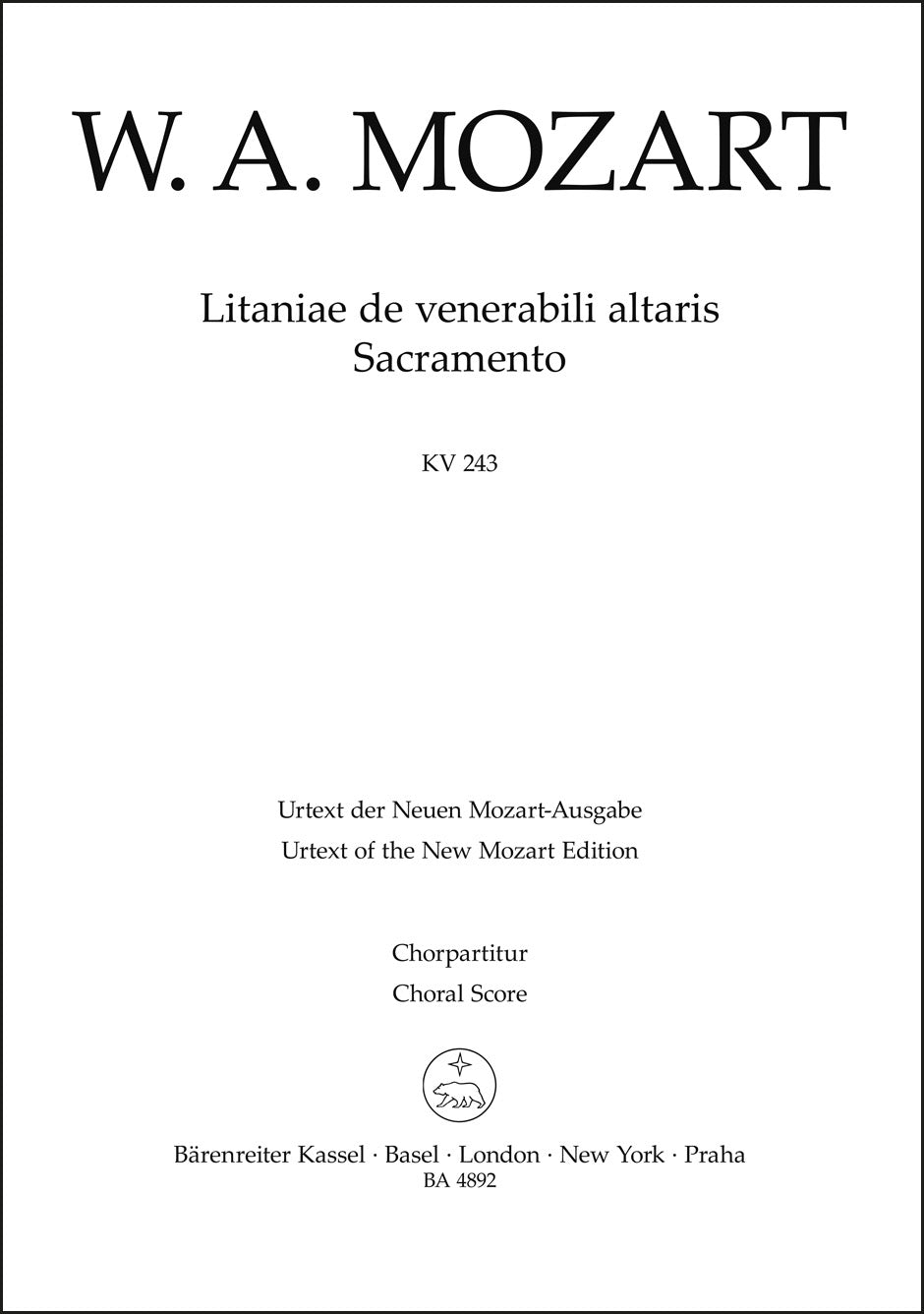 Mozart: Litaniae de venerabili altaris Sacramento in E-flat Major, K. 243