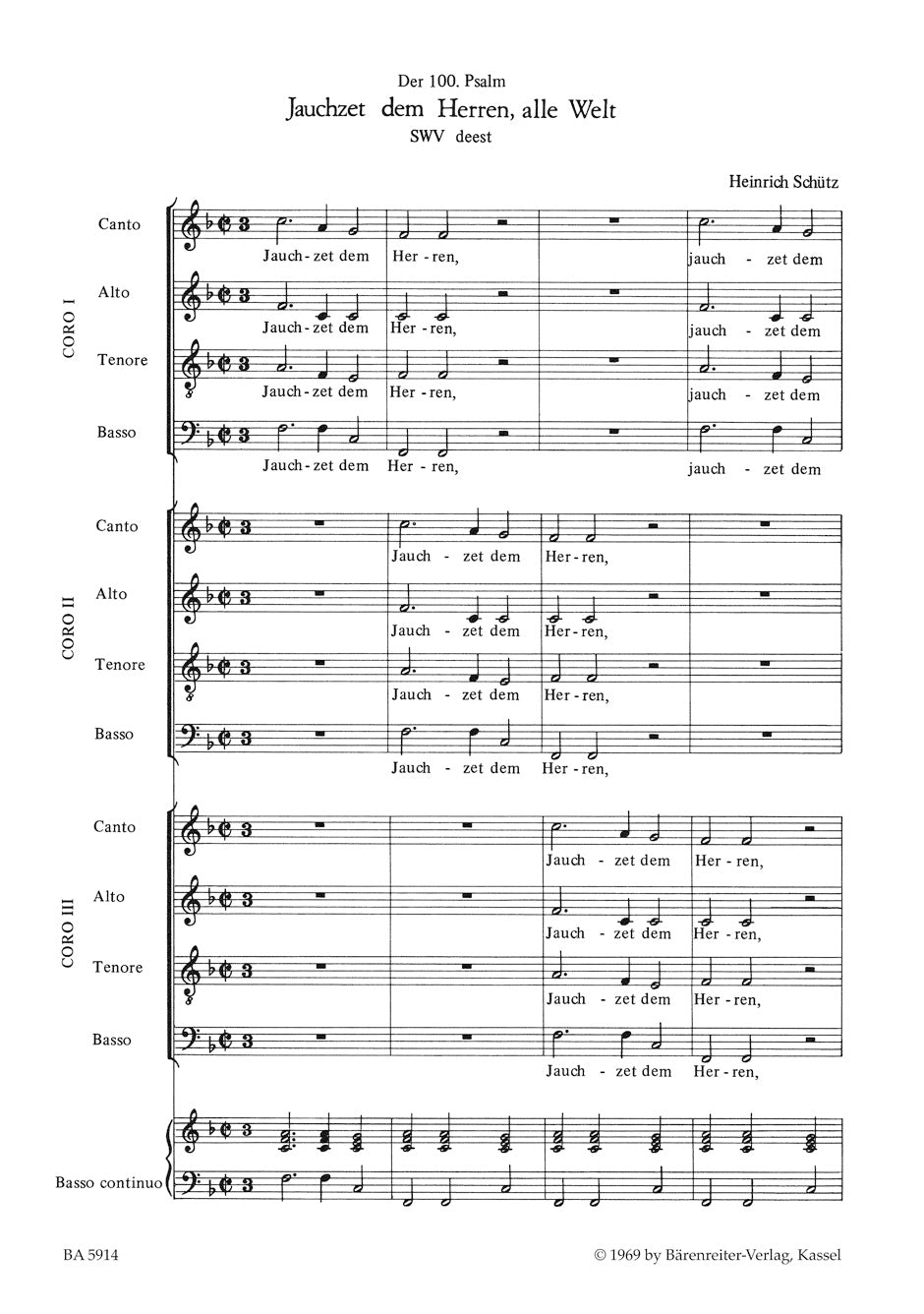 Schütz: Jauchzet dem Herren, alle Welt, SWV deest