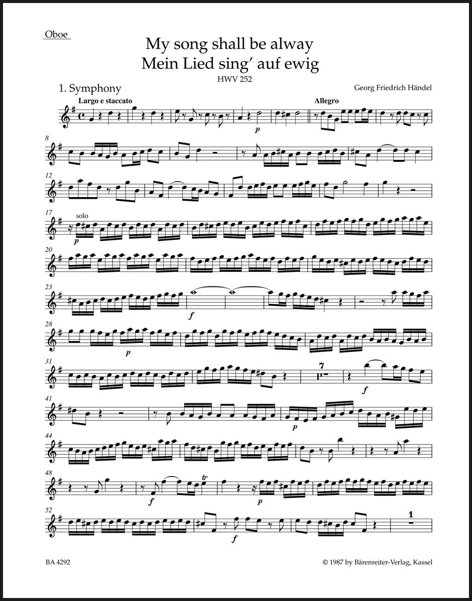 Handel: My song shall be alway, HWV 252