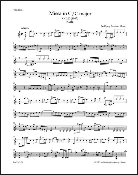 Mozart: Missa in C Major, K. 220 (196b)