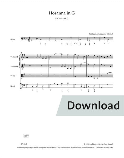 Mozart: Hosanna in G Major, K. 223 (166e)