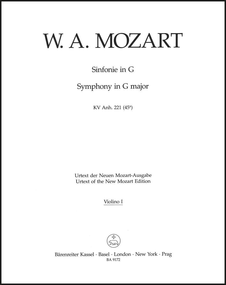 Mozart: Symphony in G Major, K. Anh. 221 (45a)