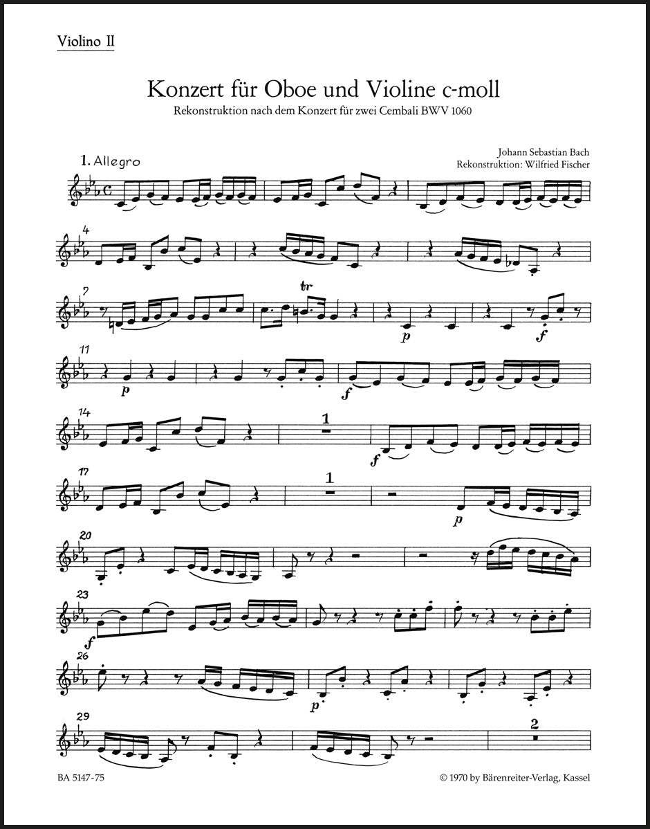 Bach: Concerto for Oboe, Violin, Strings and Basso continuo in C Minor