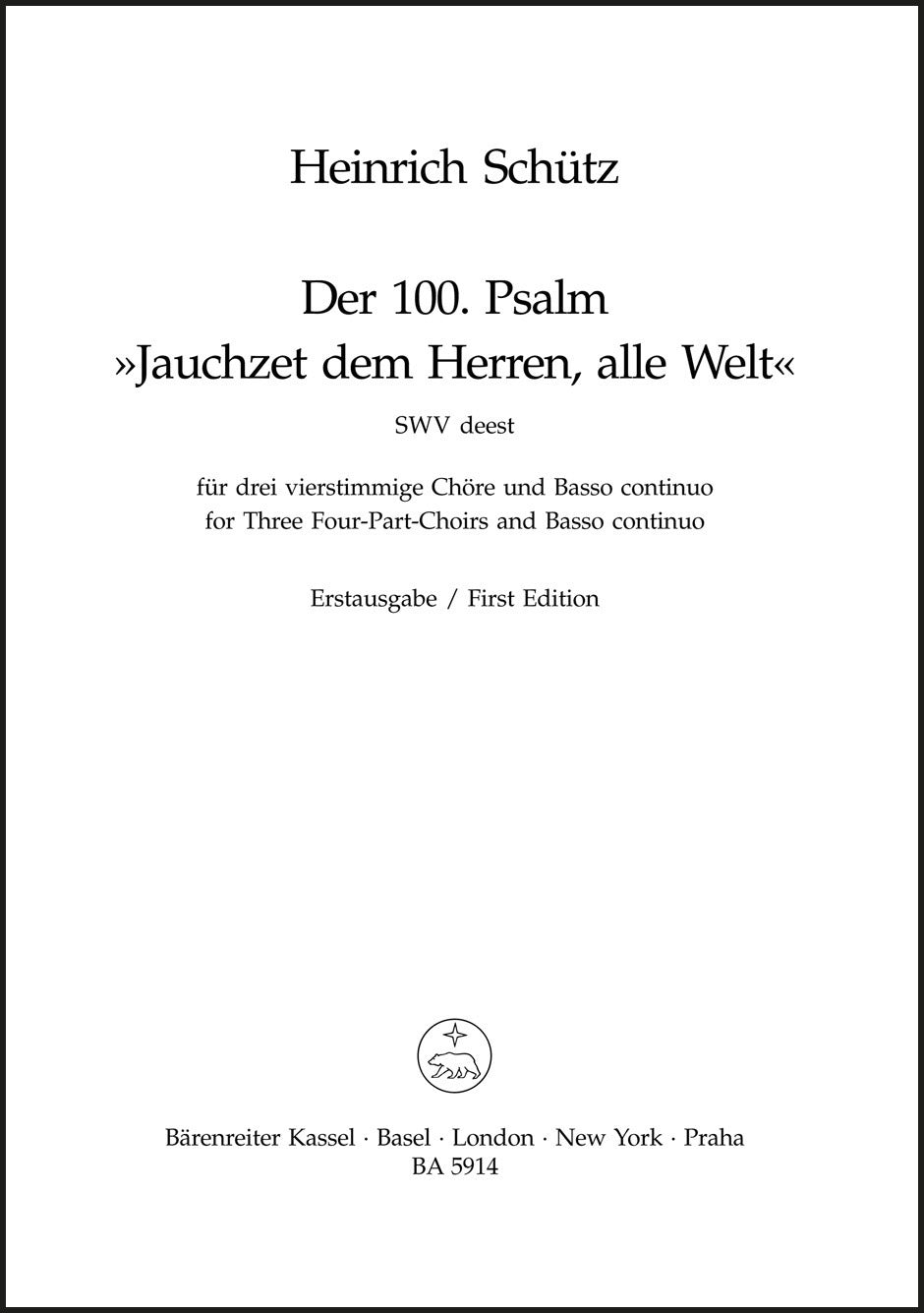 Schütz: Jauchzet dem Herren, alle Welt, SWV deest