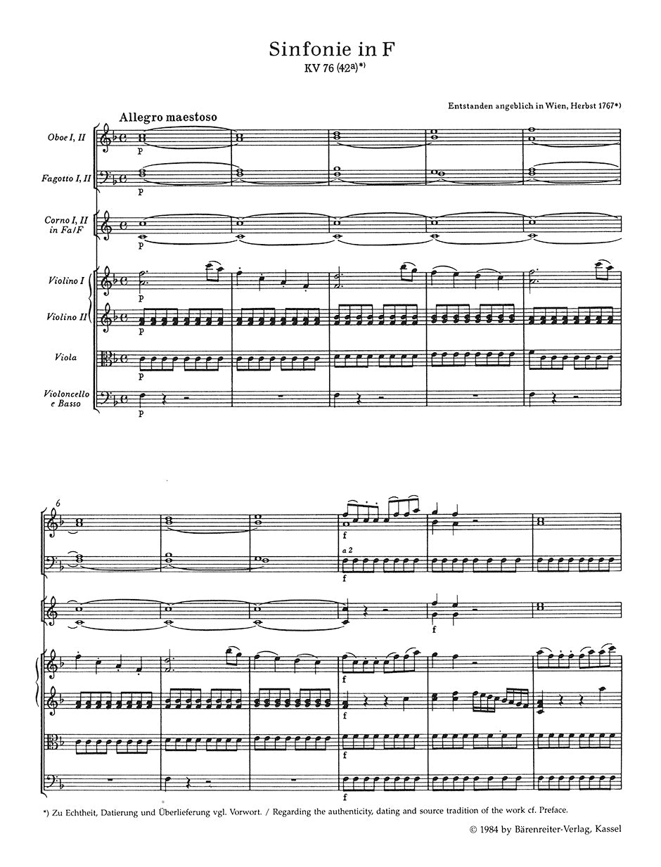 Mozart: Symphony in F Major, K. 76 (42a)