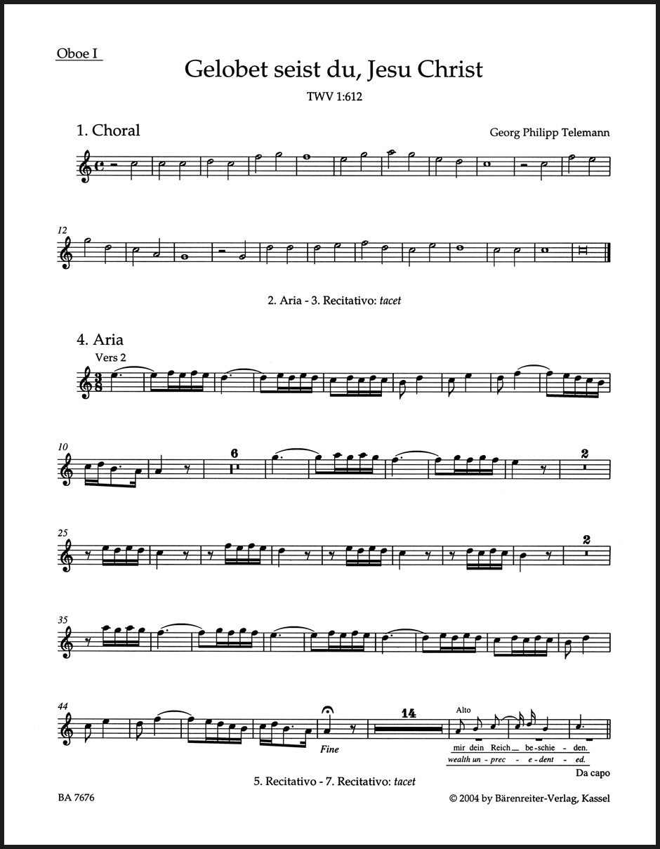 Telemann: Gelobet seist du Jesu Christ, TWV 1:612