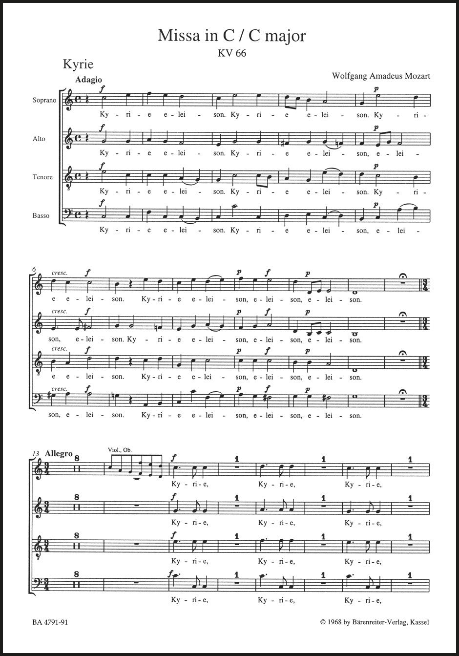 Mozart: Missa in C Major, K. 66