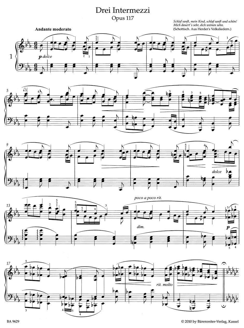 Brahms: 3 Intermezzi, Op. 117