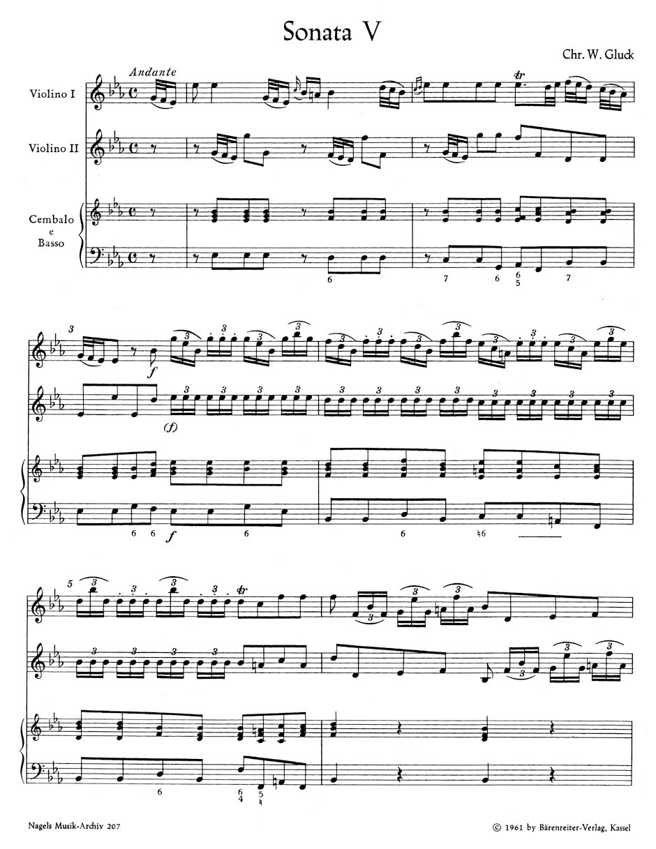 Gluck: Trio Sonatas Nos. 5 and 6 (E-flat Major and F Major)