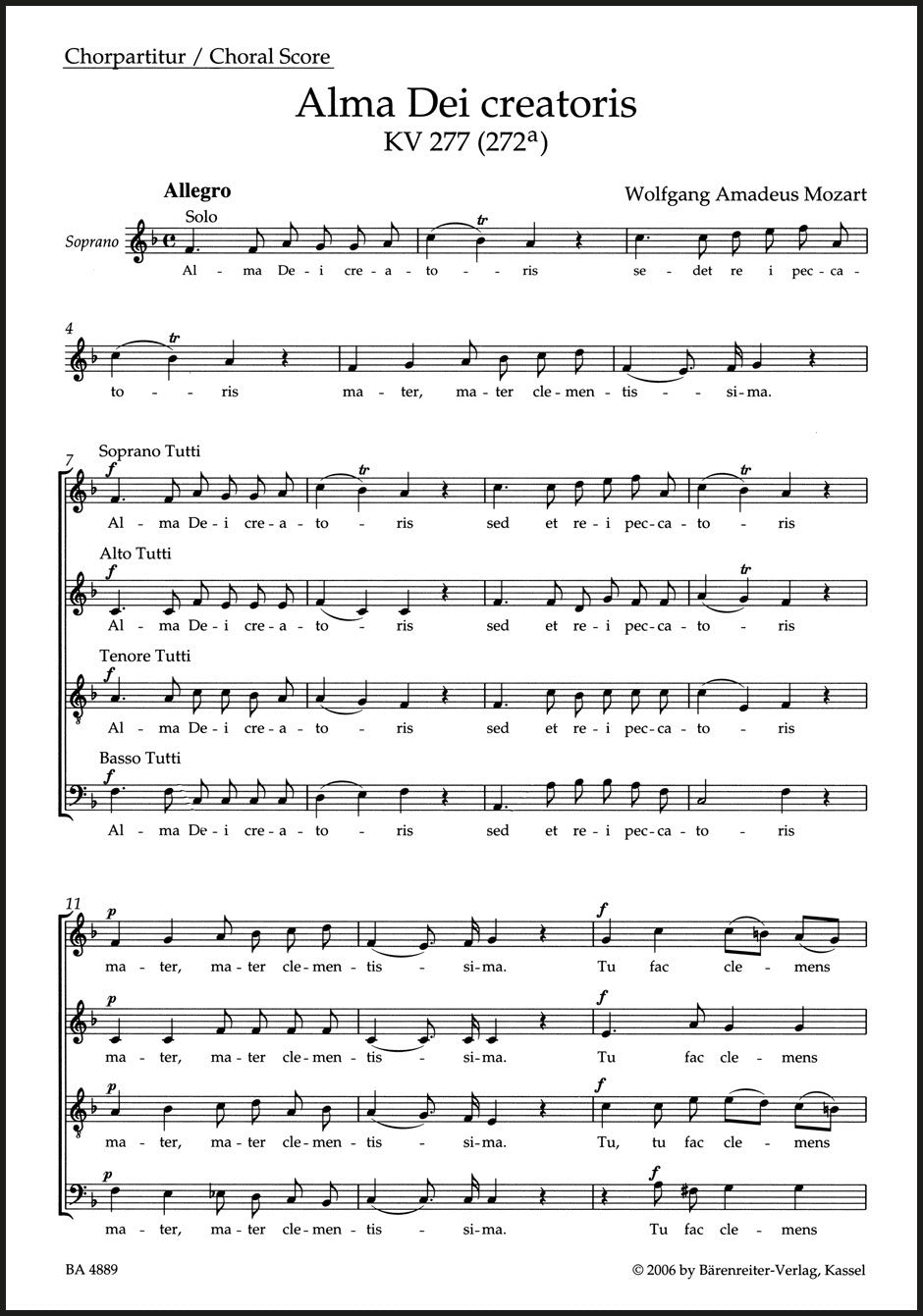Mozart: Alma Dei creatoris, K. 277 (272a)