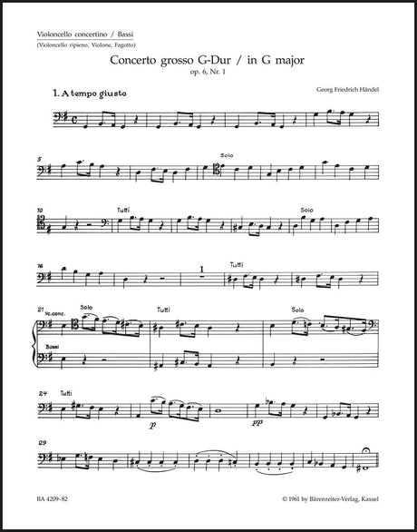 Handel: Concerto grosso in G Major, HWV 319, Op. 6, No. 1