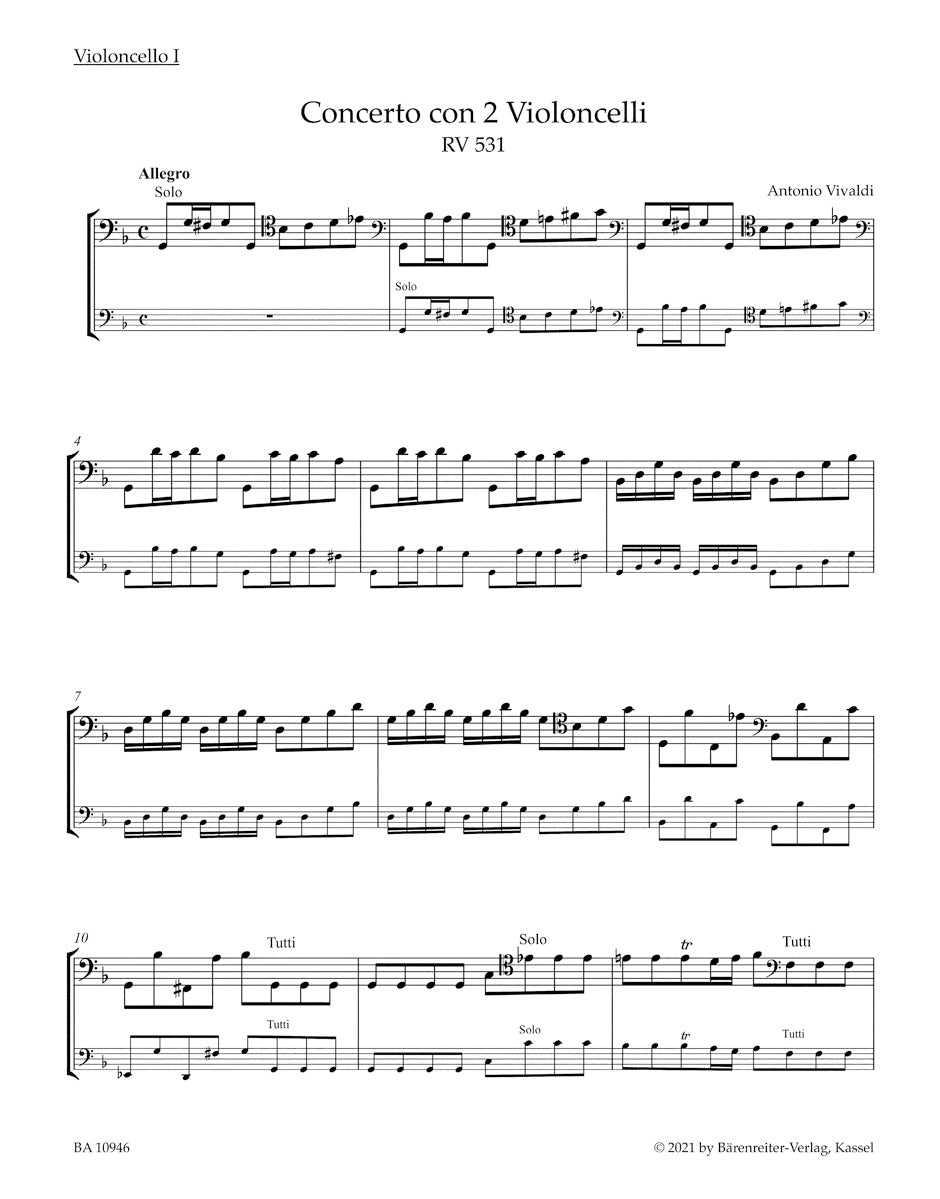 Vivaldi: Concerto for 2 Cellos in G Minor, RV 531