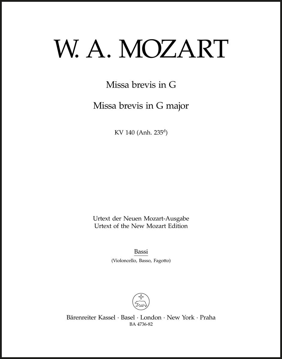 Mozart: Missa brevis in G Major, K. 140 (235d)