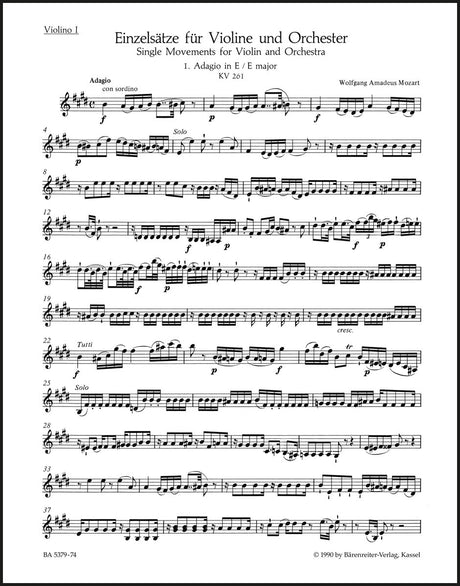 Mozart: Pieces for Violin and Orchestra, K. 261, 269 & 373