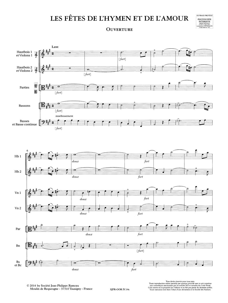 Rameau: Symphonies from Les Fêtes de l'Hymen et de l'Amour, RCT 38