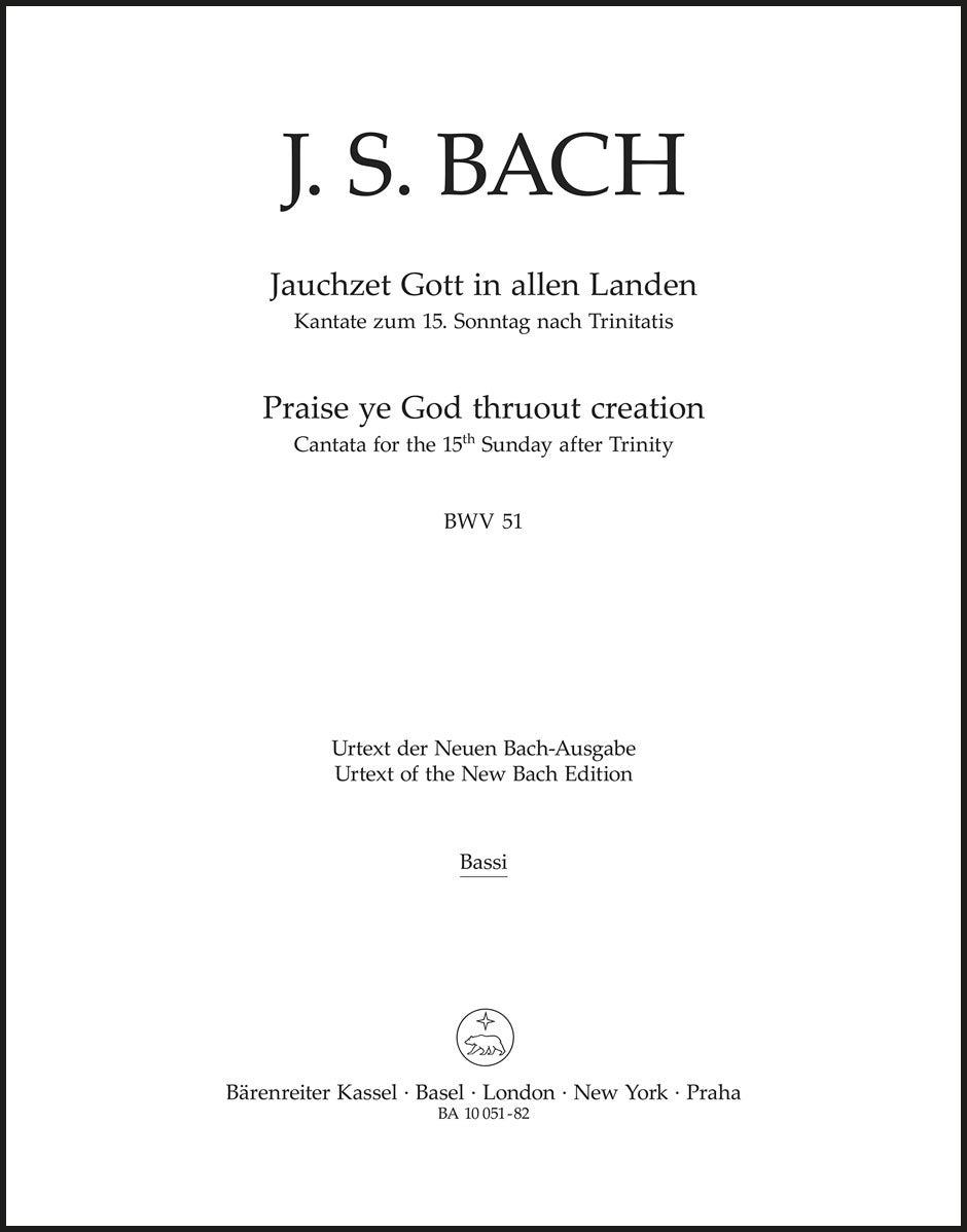 Bach: Jauchzet Gott in allen Landen, BWV 51 – Barenreiter US