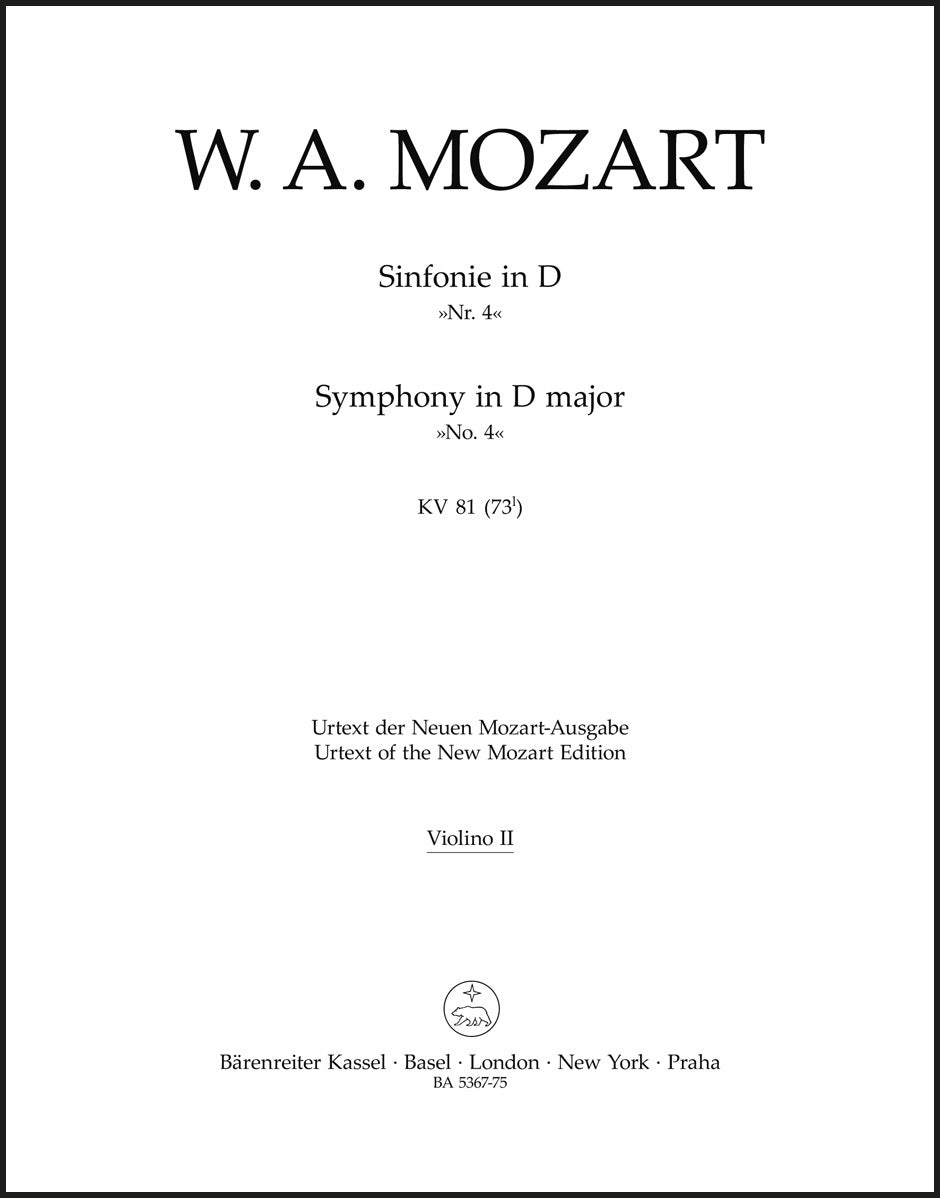 Mozart: Symphony in D Major, No. 4, K. 81 (73l)