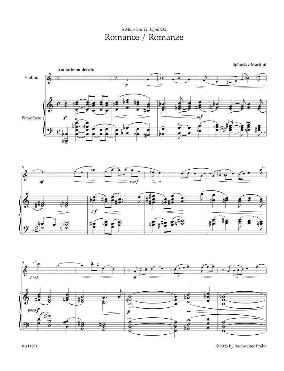Martinů: Romance for Violin and Piano, H 186bis