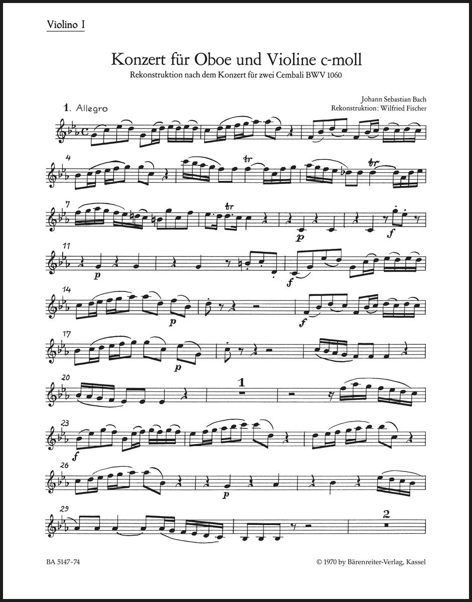 Bach: Concerto for Oboe, Violin, Strings and Basso continuo in C