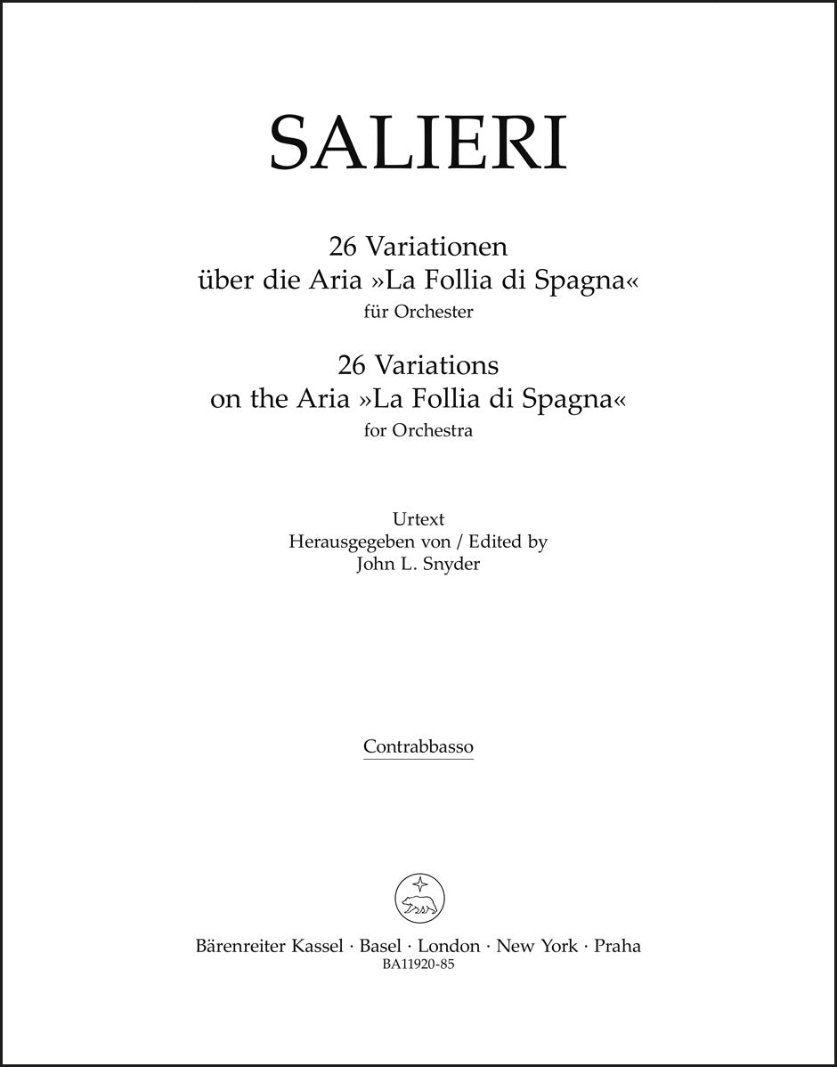 Salieri: 26 Variations on the Aria "La Follia di Spagna"