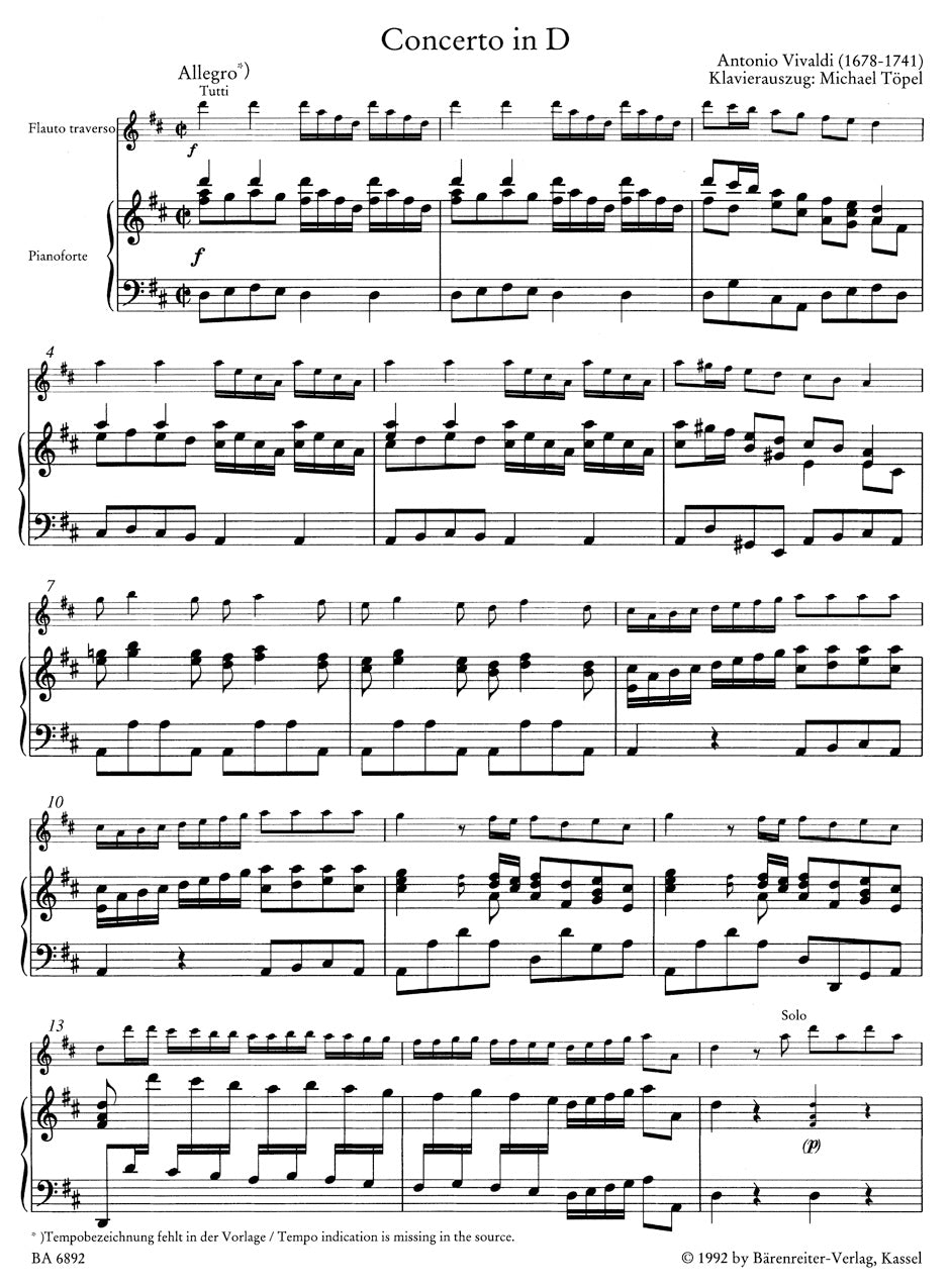 Vivaldi: Flute Concerto in D Major, RV 783