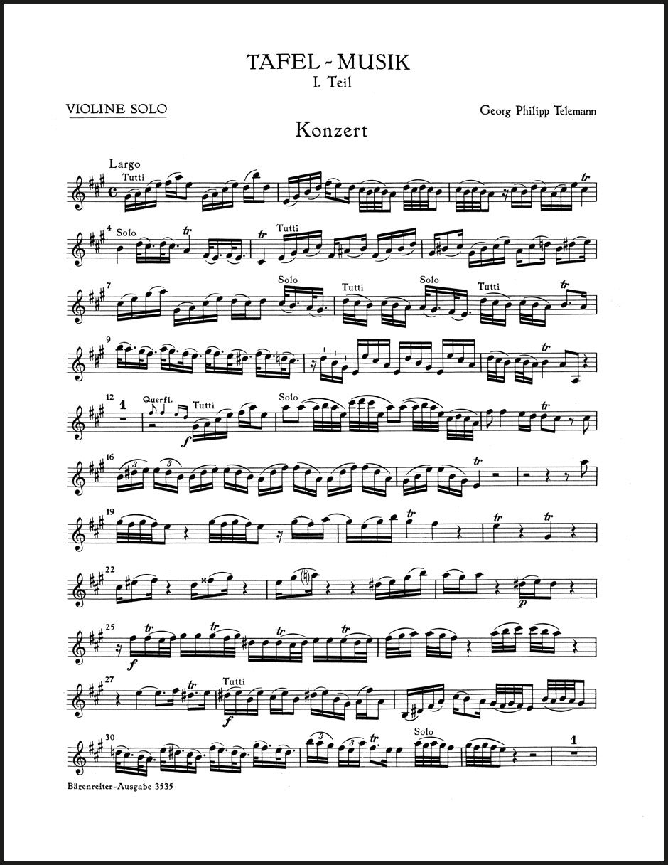 Telemann: Concerto for Flute, Violin, Cello, Strings and Basso continuo in A Major, TWV 53:A2