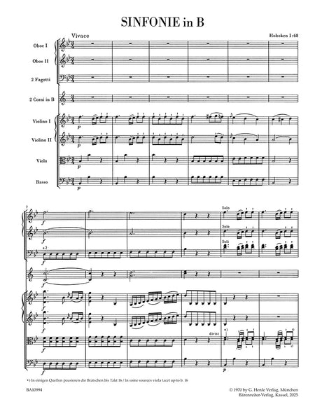 Haydn: Symphony in B-flat Major, Hob. I:68