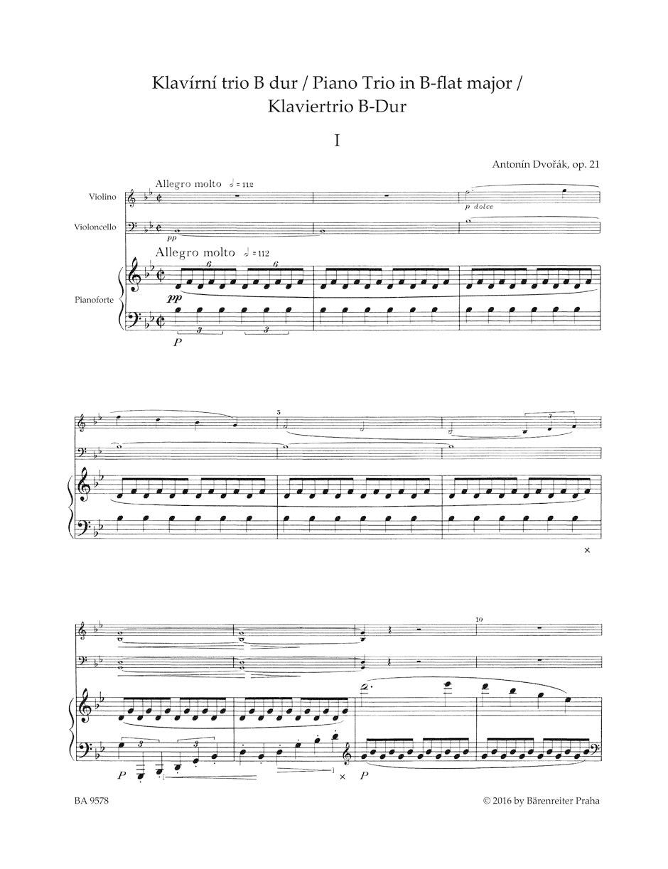 Dvořák: Piano Trio in B-flat Major, Op. 21 – Barenreiter US