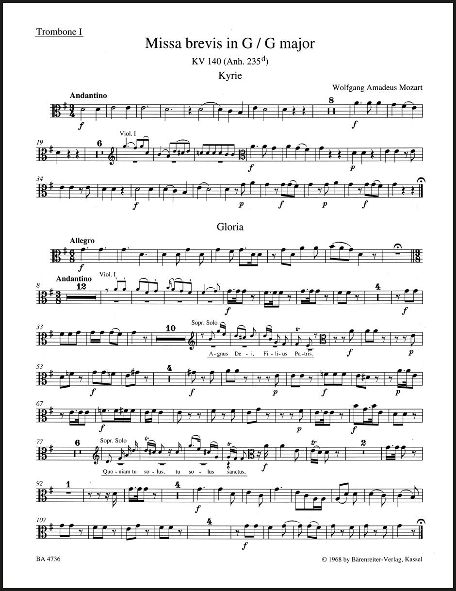 Mozart: Missa brevis in G Major, K. 140 (235d)