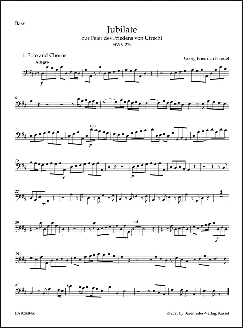 Handel: Jubilate zur Feier des Friedens von Utrecht, HWV 279