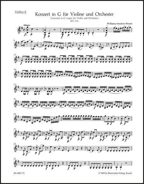 Mozart: Violin Concerto No. 3 in G Major, K. 216