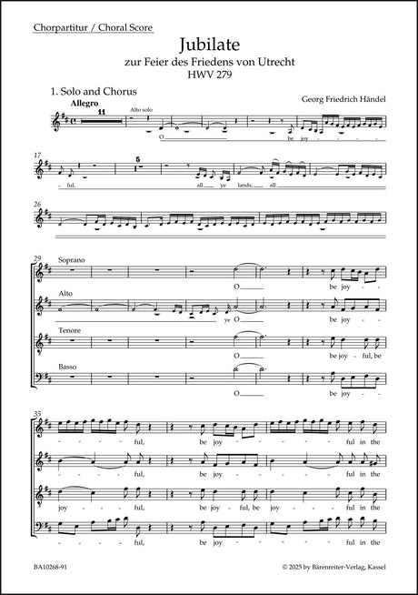 Handel: Jubilate zur Feier des Friedens von Utrecht, HWV 279
