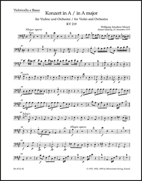 Mozart: Violin Concerto No. 5 in A Major, K. 219