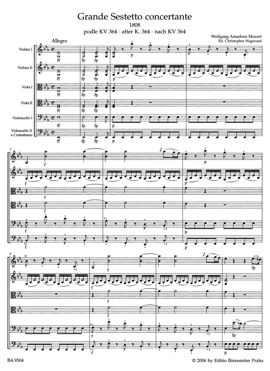 Mozart: Grande sestetto concertante (arr. for string sextet)