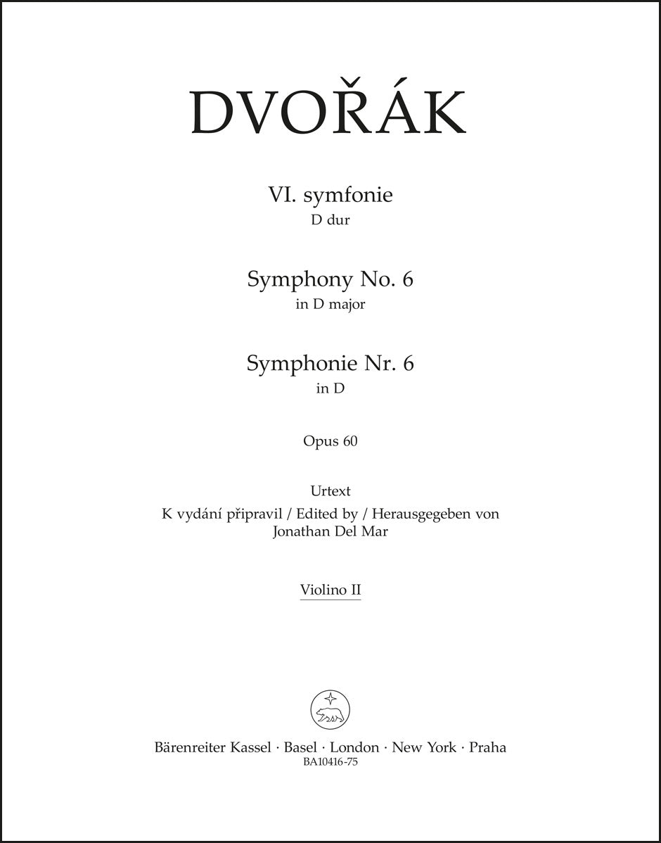 Dvořák: Symphony No. 6 in D Major, Op. 60 – Barenreiter US