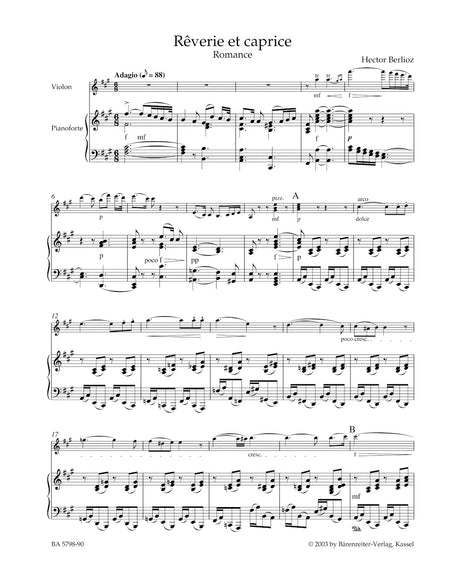Berlioz: Rêverie et caprice (Romance)
