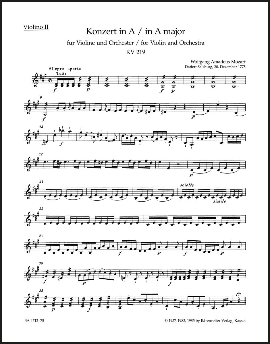Mozart: Violin Concerto No. 5 in A Major, K. 219
