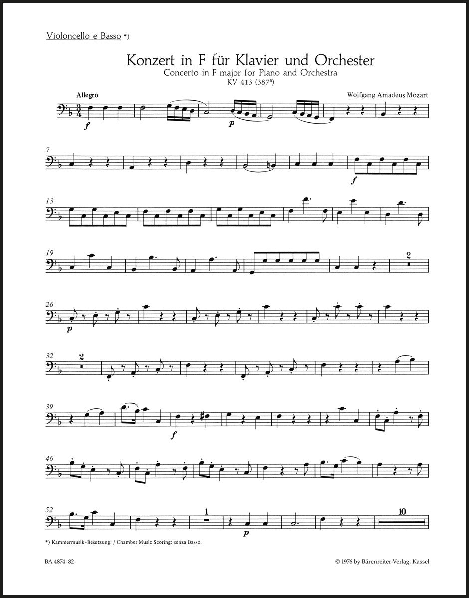 Mozart: Piano Concerto No. 11 in F Major, K. 413 (387a)