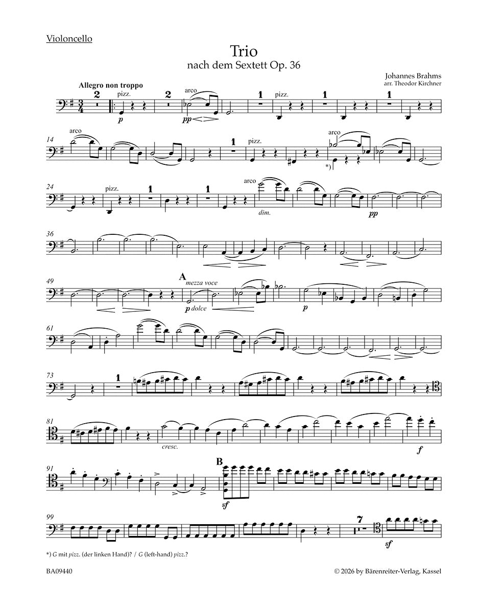Brahms: Piano Trio (arrangement of Sextet in G Major, Op. 36)