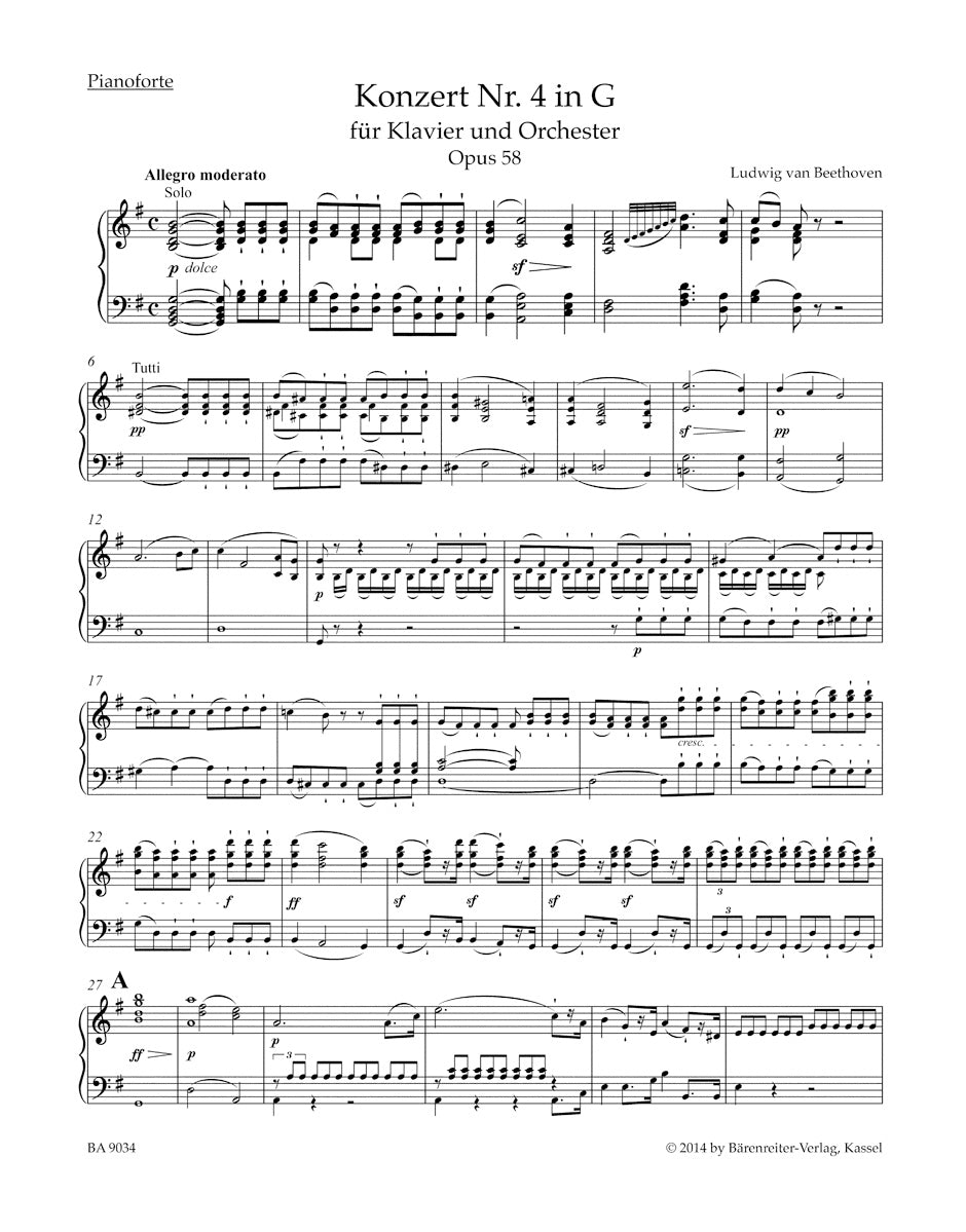 Beethoven: Piano Concerto No. 4, Op. 58 (Arranged for Piano and String Quintet)