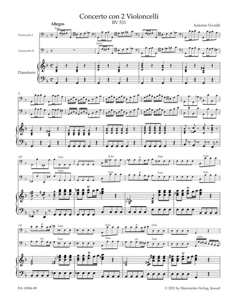 Vivaldi: Concerto for 2 Cellos in G Minor, RV 531
