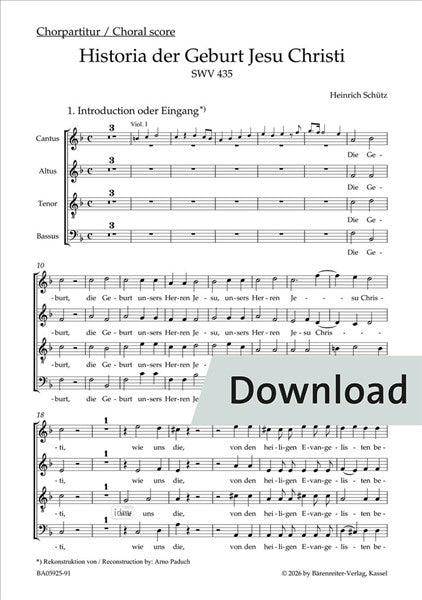 Schütz: Historia der Geburt Jesu Christi, SWV 435