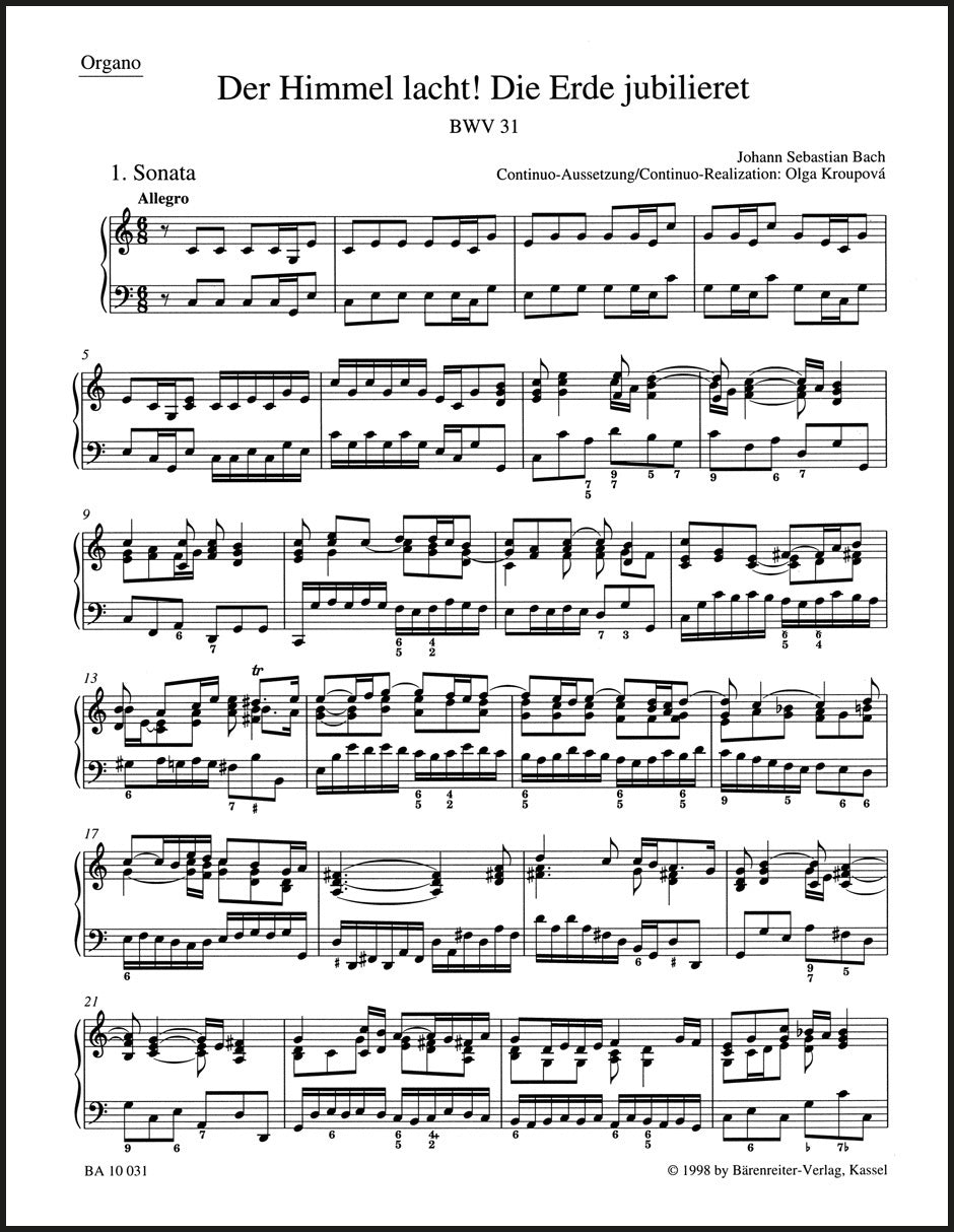 Bach: Der Himmel lacht! Die Erde jubilieret, BWV 31